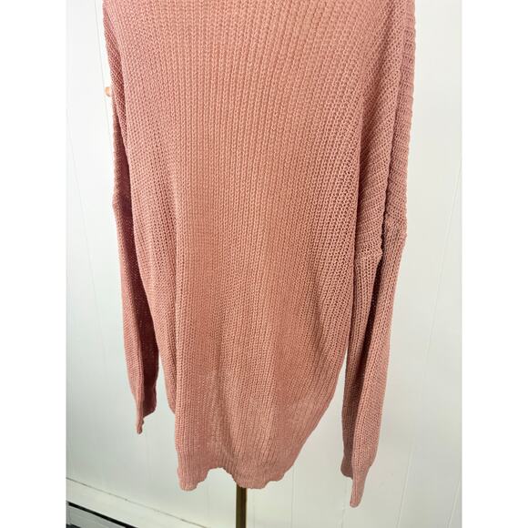 Lulu's Eloise Dusty Pink V Neck Loose Knit Sweater Small - Picture 10 of 11